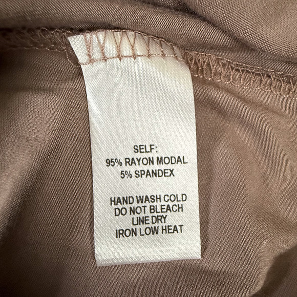 Lulus Mauve Long Sleeve V-Neck Dress Large Modal Blend Made in USA Soft Stretchy - Picture 5 of 5